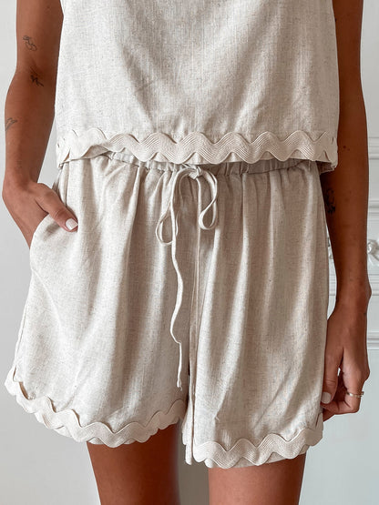 Solara Oat Shorts | Women's Linen Blend Shorts