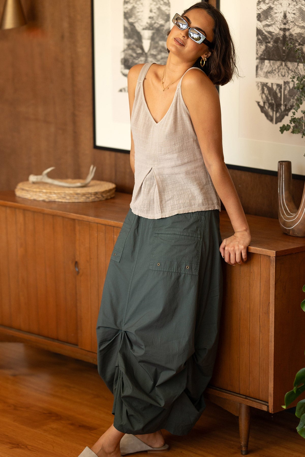 Hedvig Poplin Pleated Hem Skirt