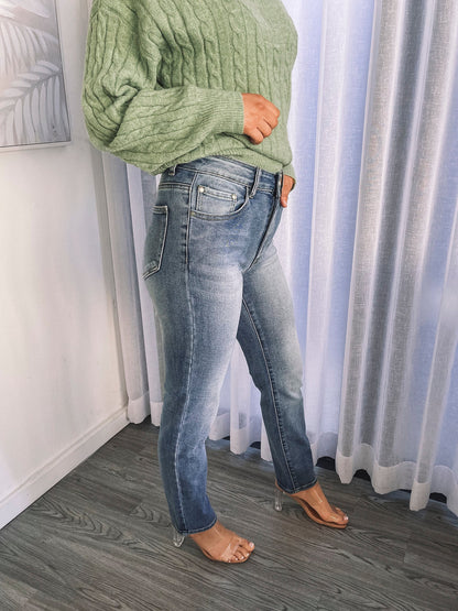 Thalira Mid Wash Jeans | Women's High Waisted Skinny Jeans