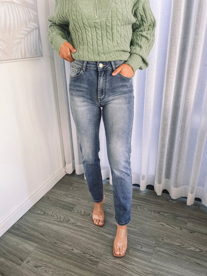 Thalira Mid Wash Jeans | Women's High Waisted Skinny Jeans