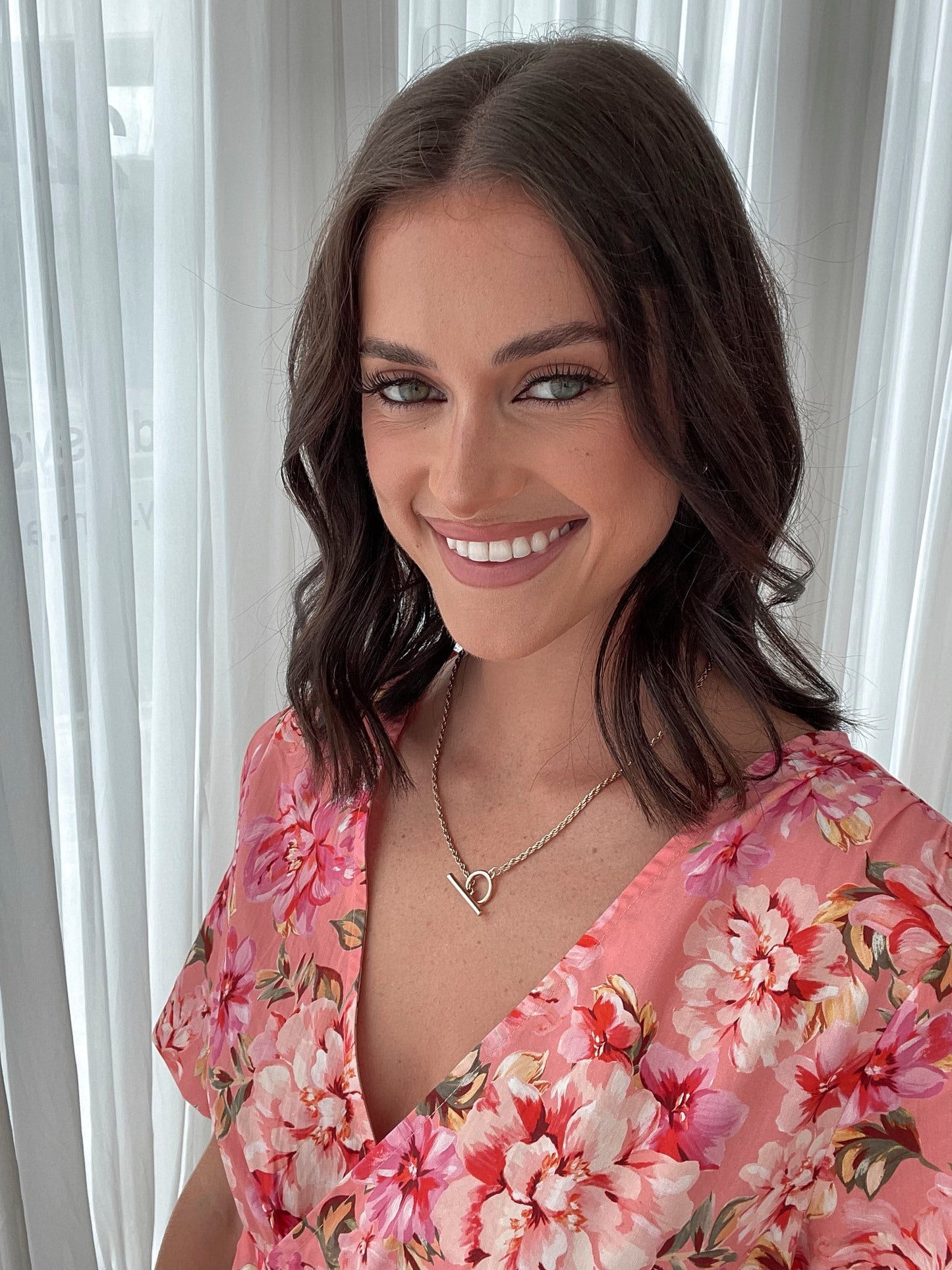 Tivona Peach Blossom Dress | Women's Floral Midi Dress