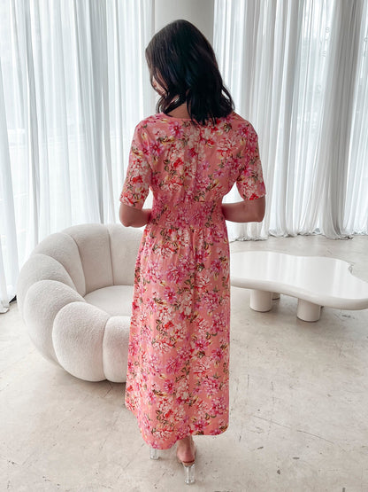 Tivona Peach Blossom Dress | Women's Floral Midi Dress