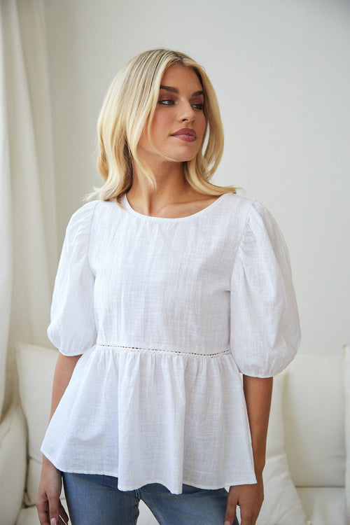 Tonya Top White | Women's Cotton Linen Blouse