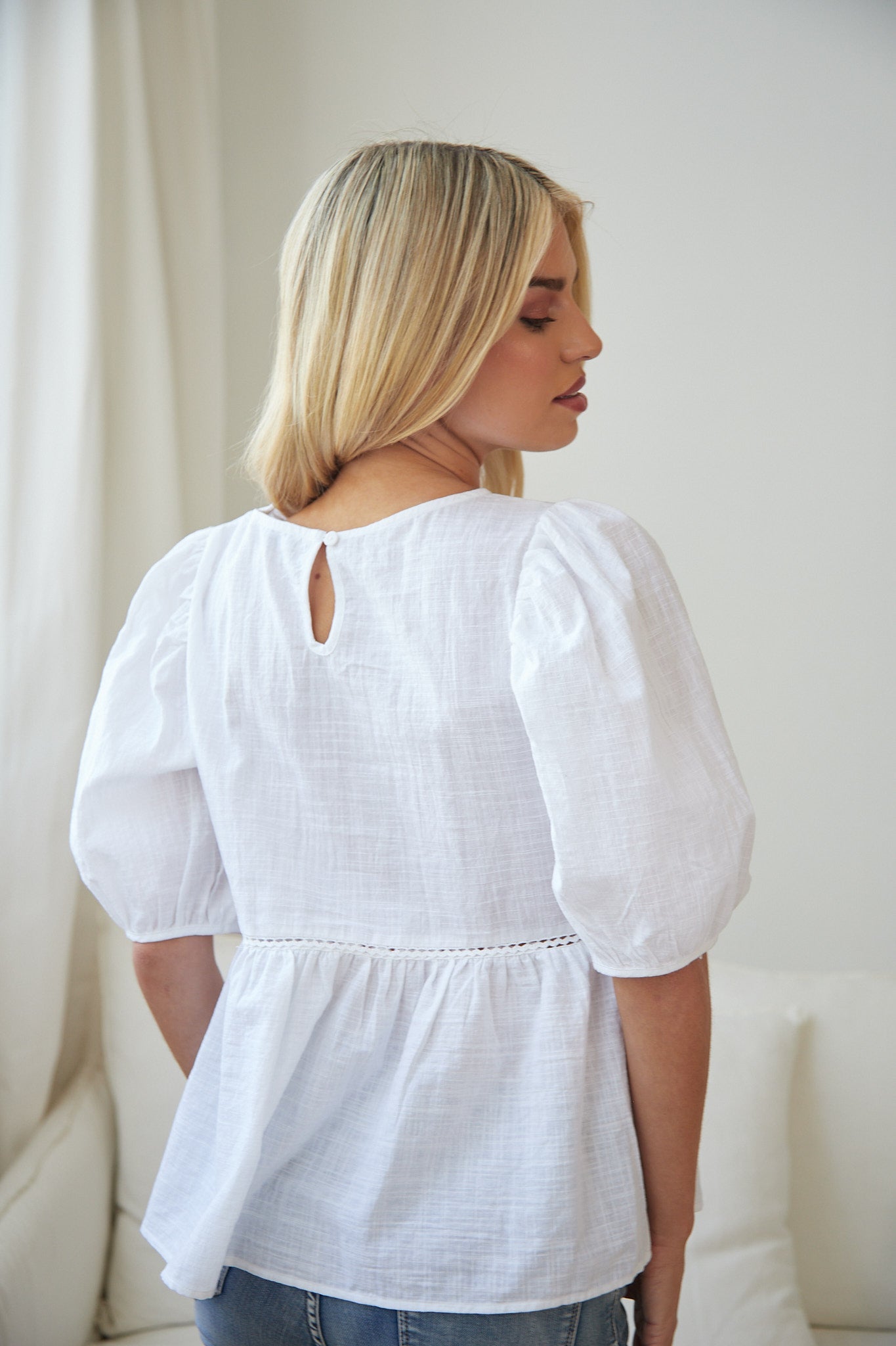 Tonya Top White | Women's Cotton Linen Blouse