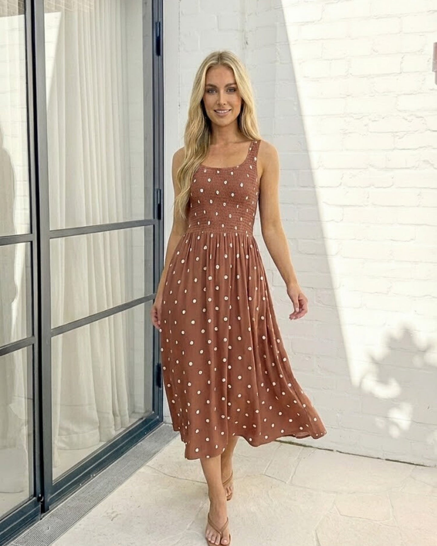 Torrance Rust Spot Dress | Women's Polka Dot Midi Dress