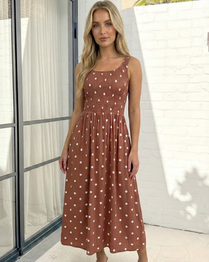 Torrance Rust Spot Dress | Women's Polka Dot Midi Dress