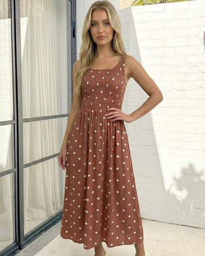 Torrance Rust Spot Dress | Women's Polka Dot Midi Dress