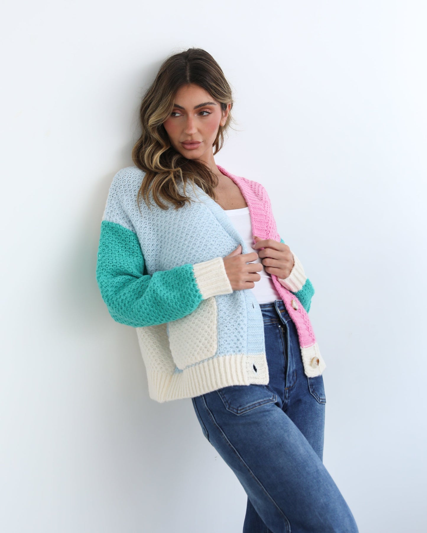 Trizia Blue Multi Cardigan | Women's Knit Cardigan