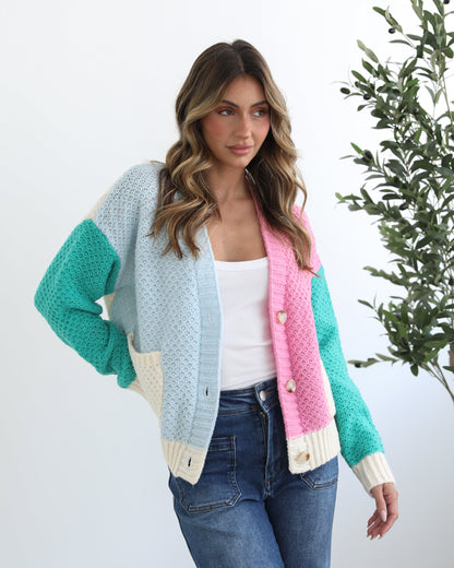 Trizia Blue Multi Cardigan | Women's Knit Cardigan