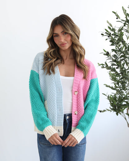 Trizia Blue Multi Cardigan | Women's Knit Cardigan