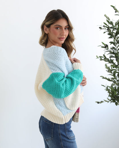 Trizia Blue Multi Cardigan | Women's Knit Cardigan