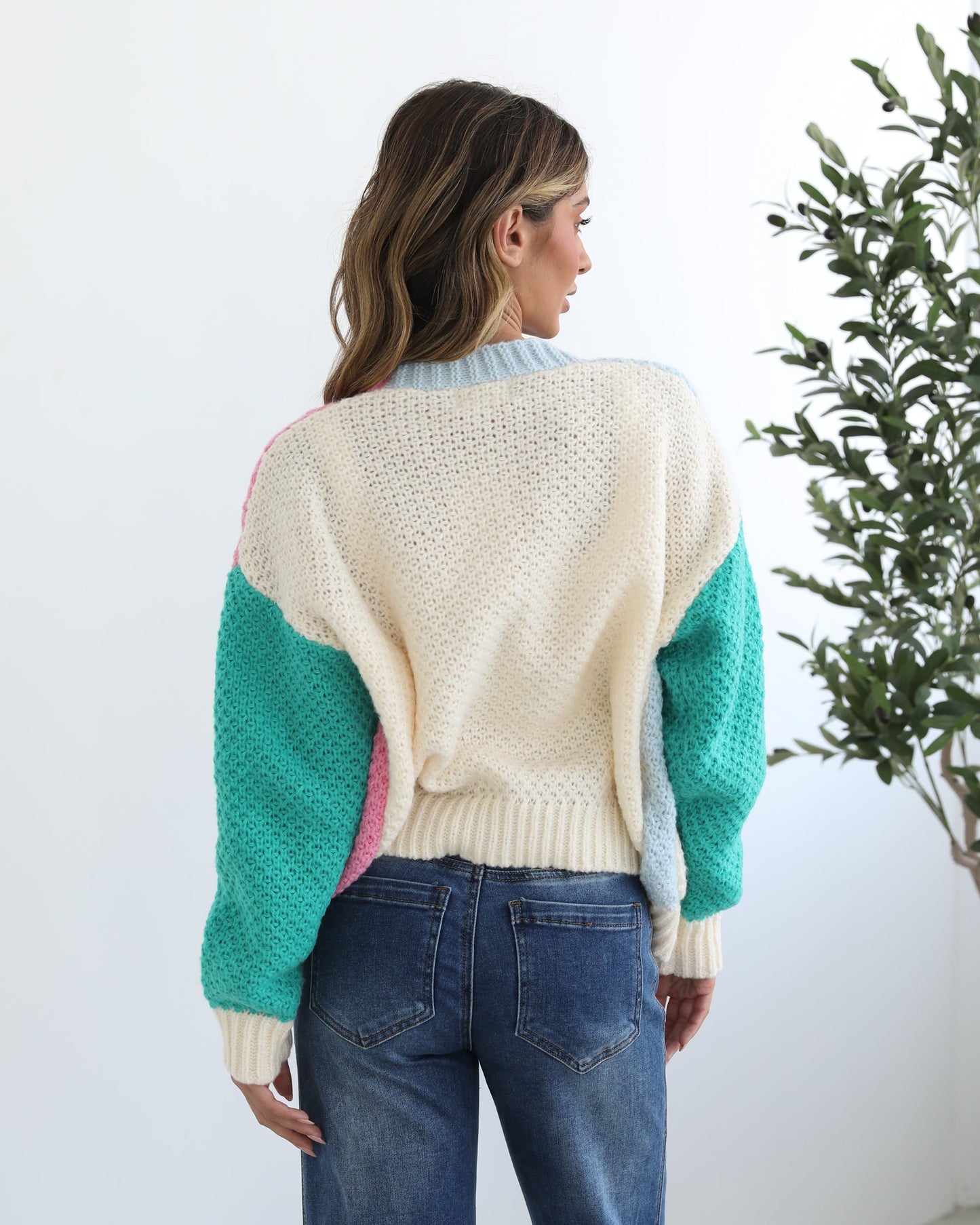 Trizia Blue Multi Cardigan | Women's Knit Cardigan
