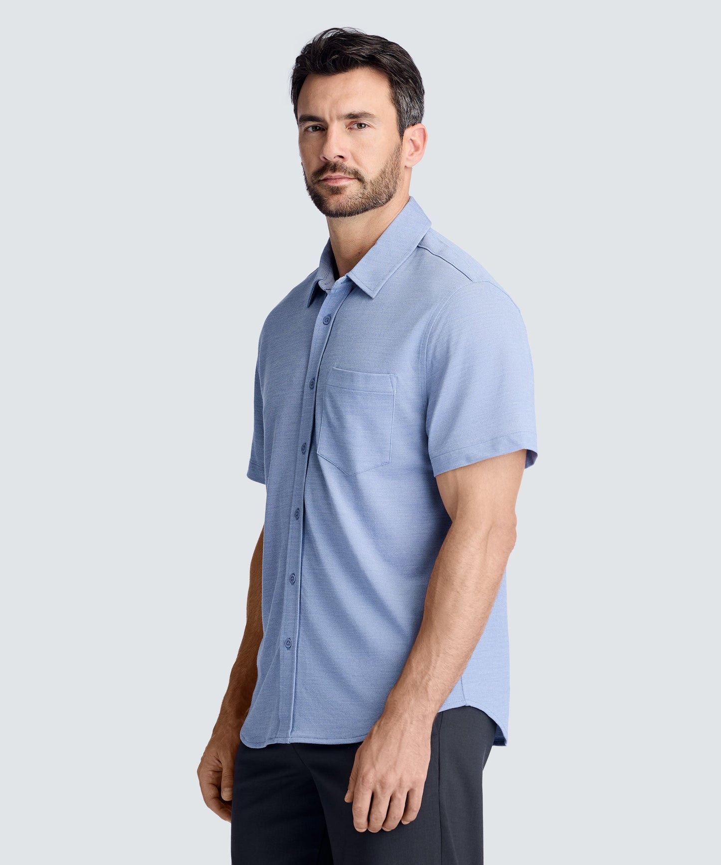 Men's Relaxed Short Sleeve Merino Button-Up