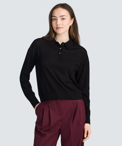 Women’s Long Sleeve Fine Knit Polo