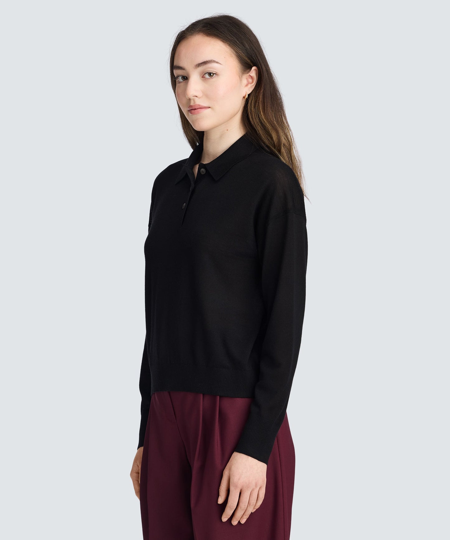 Women’s Long Sleeve Fine Knit Polo