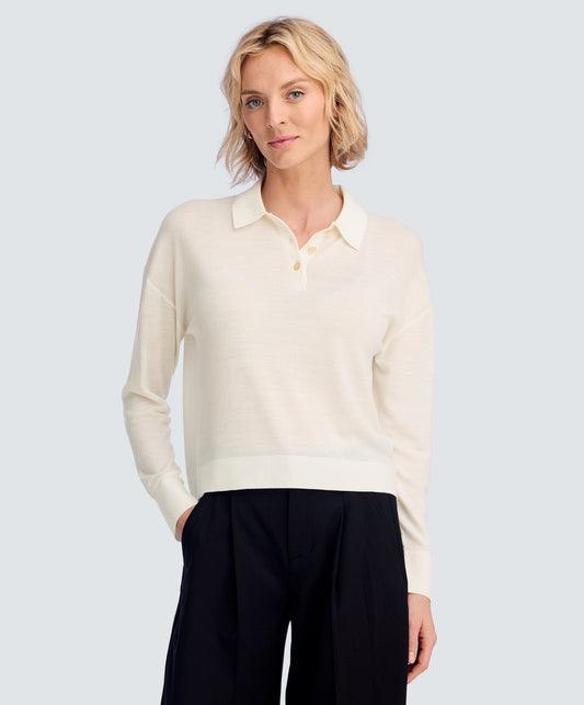 Women’s Long Sleeve Fine Knit Polo