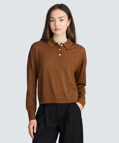 Women’s Long Sleeve Fine Knit Polo