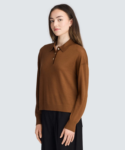 Women’s Long Sleeve Fine Knit Polo