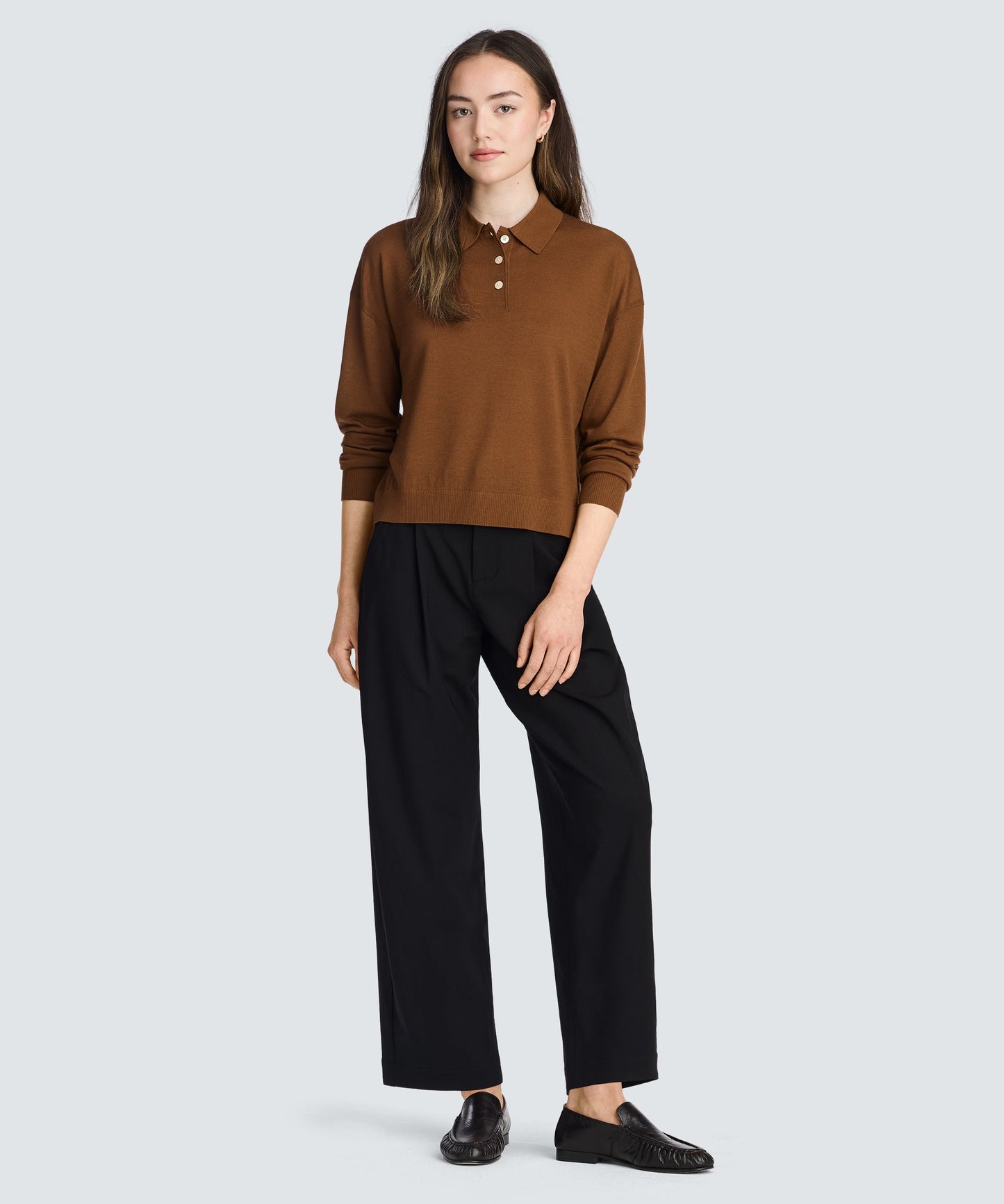 Women’s Long Sleeve Fine Knit Polo