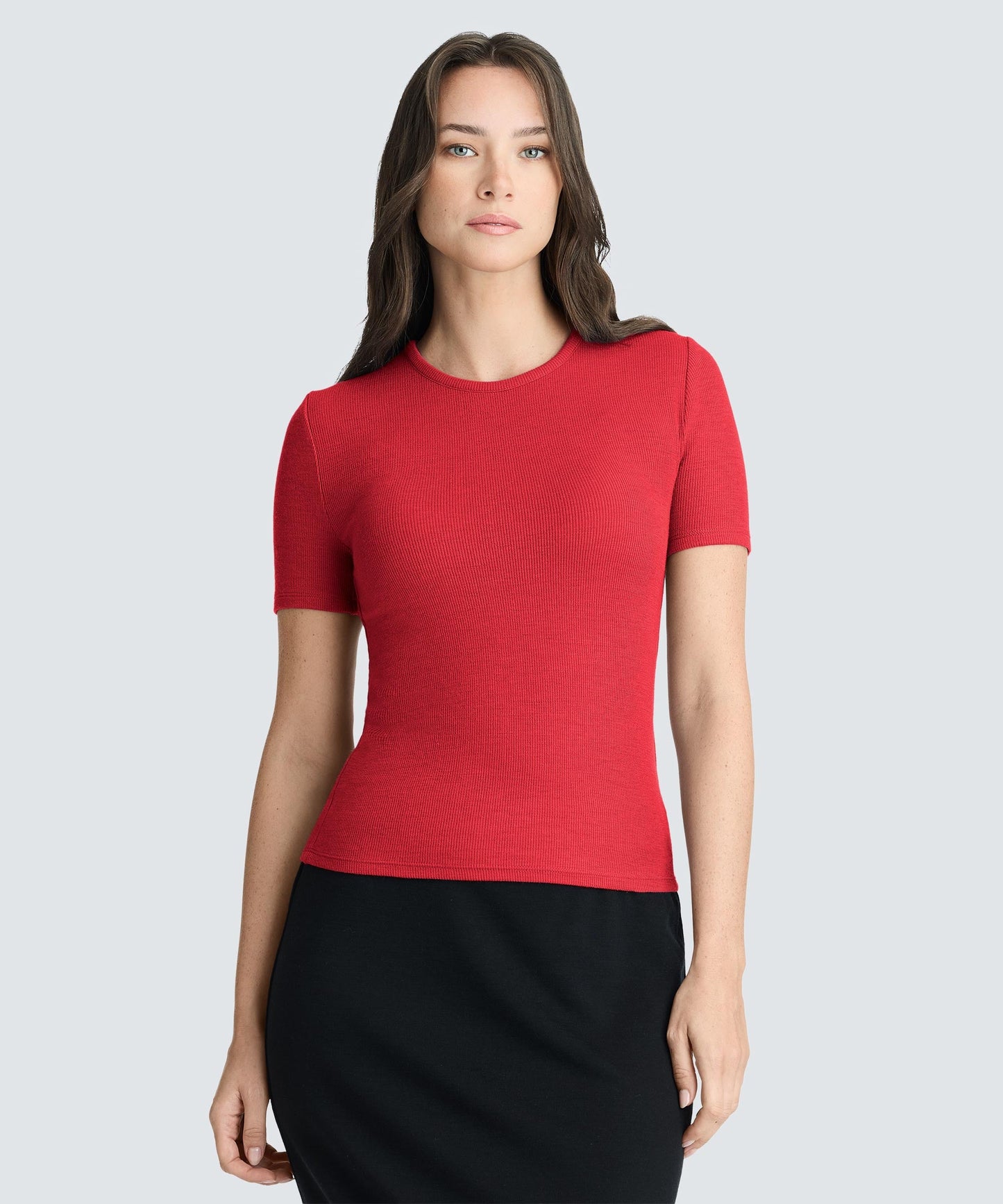 Women's Rib Fitted Crew Neck T-Shirt