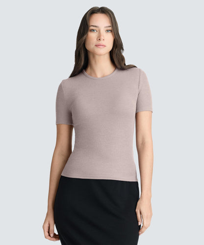 Women's Rib Fitted Crew Neck T-Shirt