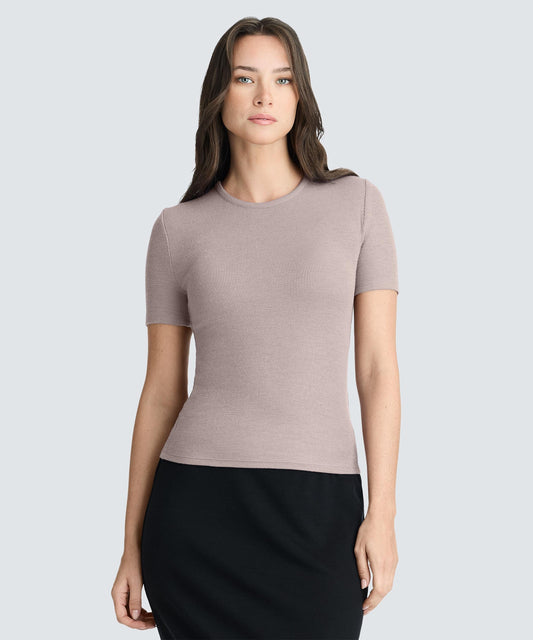Women's Rib Fitted Crew Neck T-Shirt