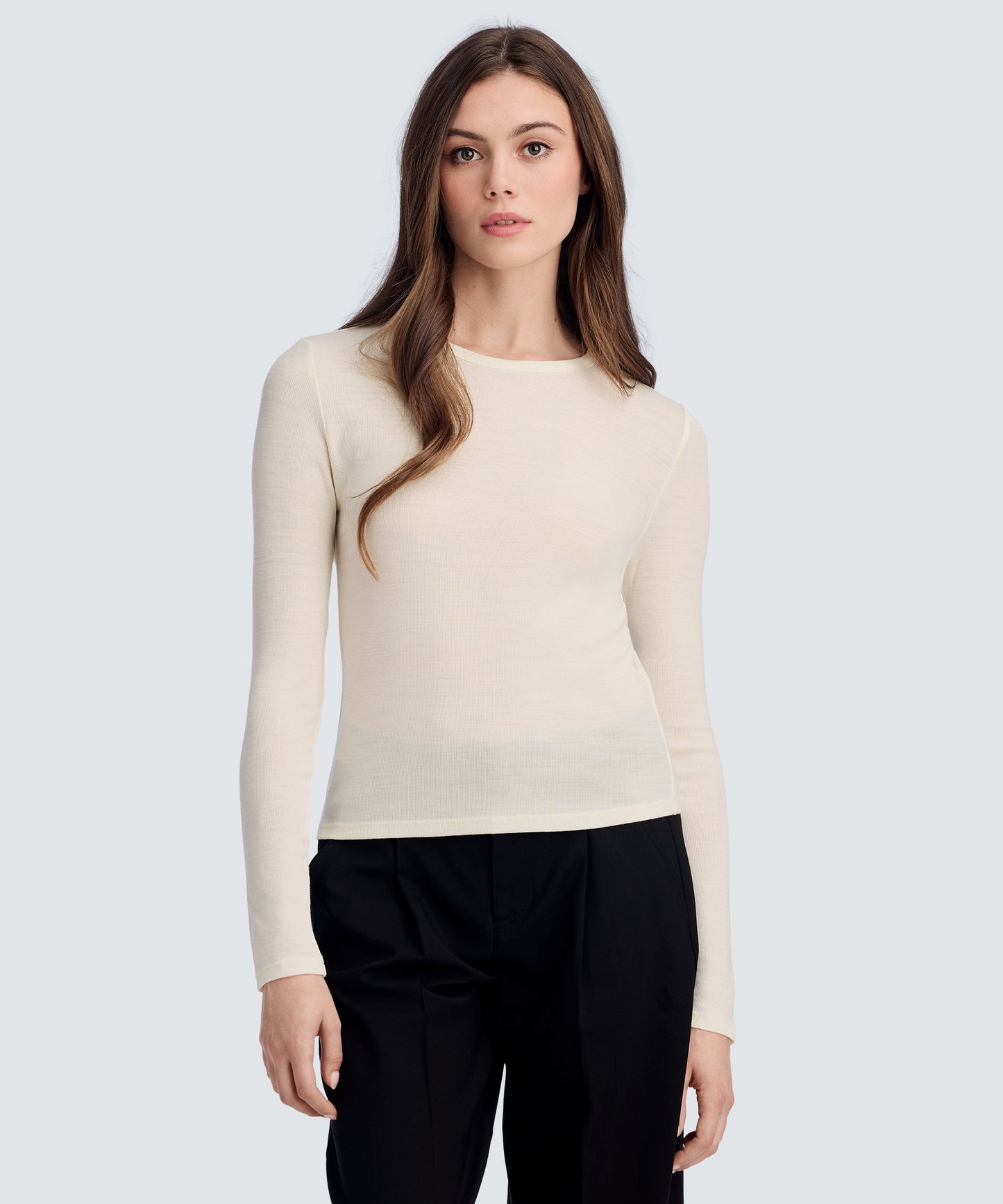 Women's Rib Fitted Long Sleeve Crew