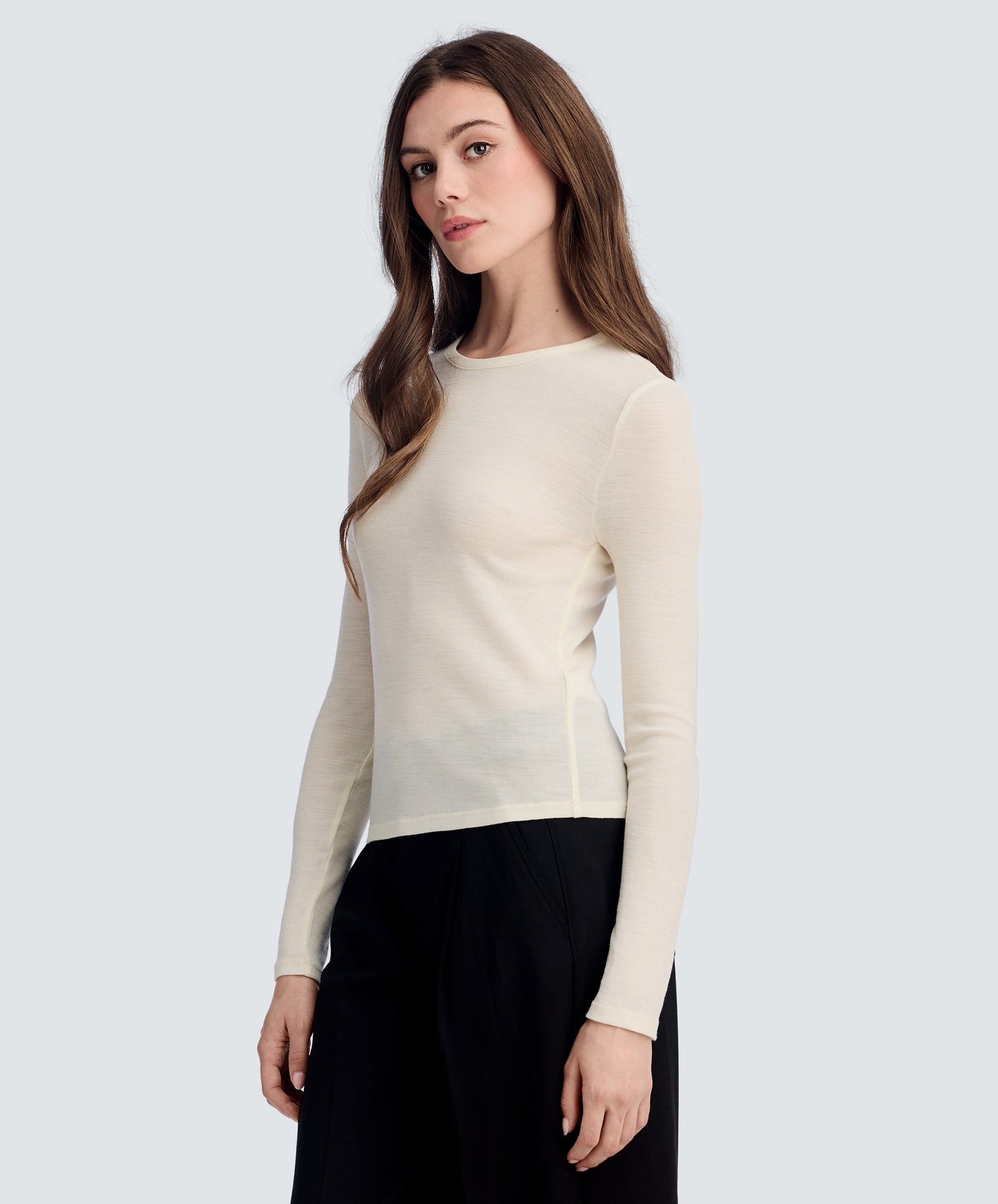 Women's Rib Fitted Long Sleeve Crew