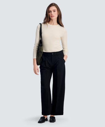 Women's Rib Fitted Long Sleeve Crew