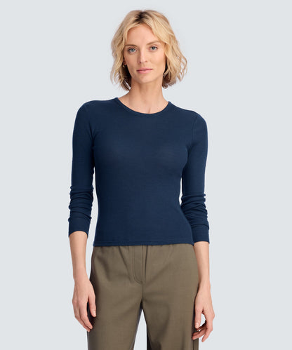 Women's Rib Fitted Long Sleeve Crew