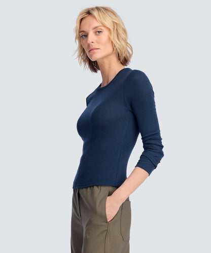 Women's Rib Fitted Long Sleeve Crew