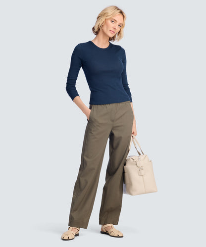 Women's Rib Fitted Long Sleeve Crew