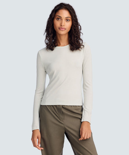 Women's Rib Fitted Long Sleeve Crew
