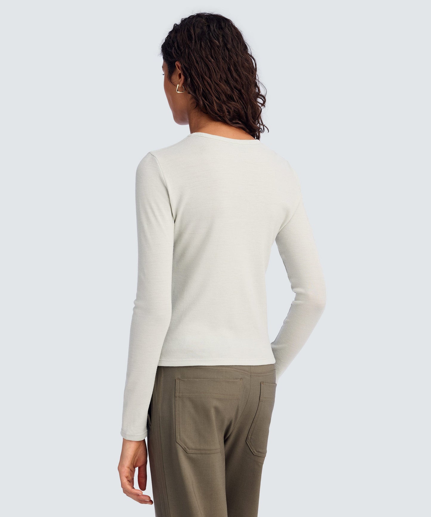 Women's Rib Fitted Long Sleeve Crew