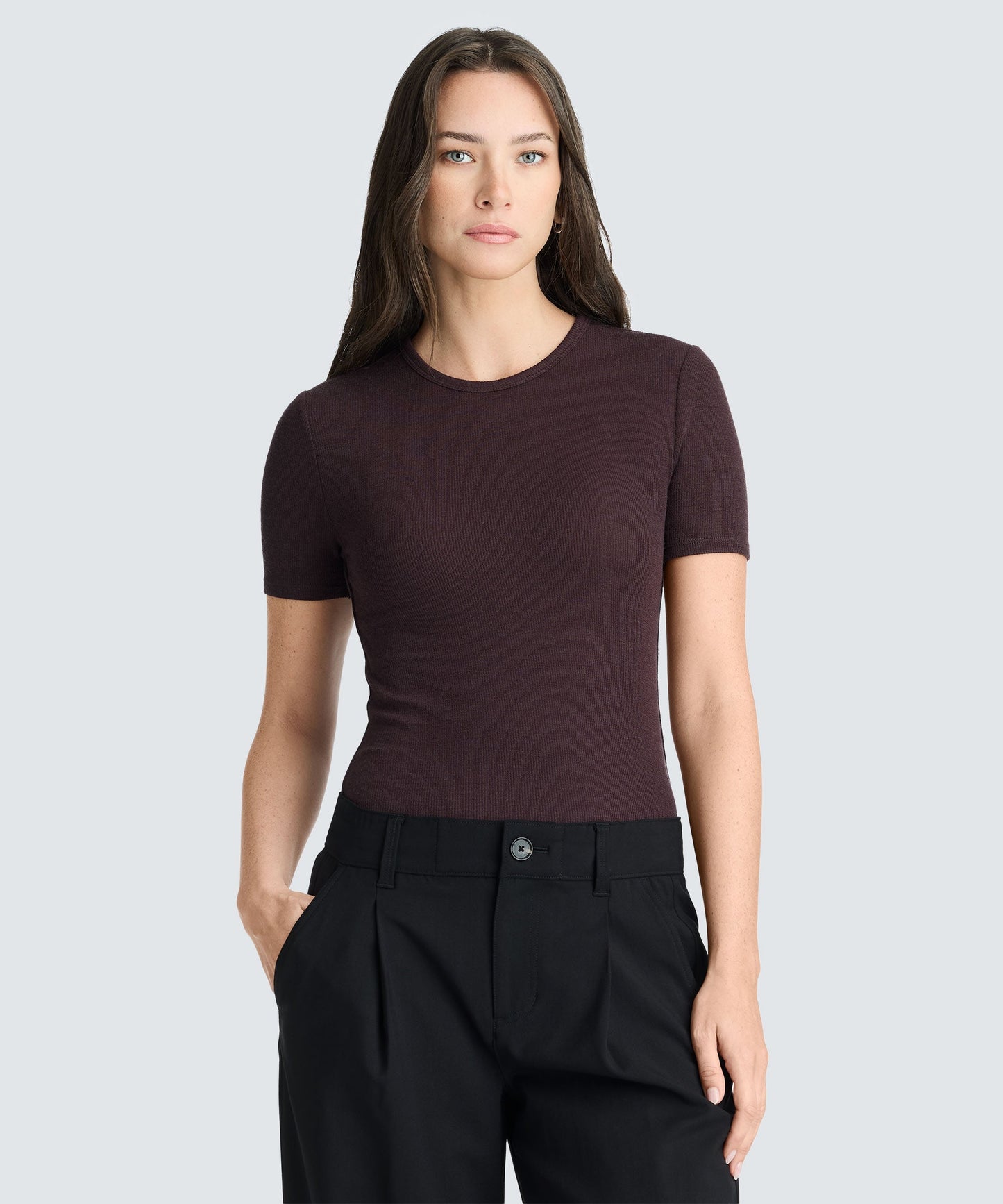 Women's Rib Fitted Crew Neck T-Shirt