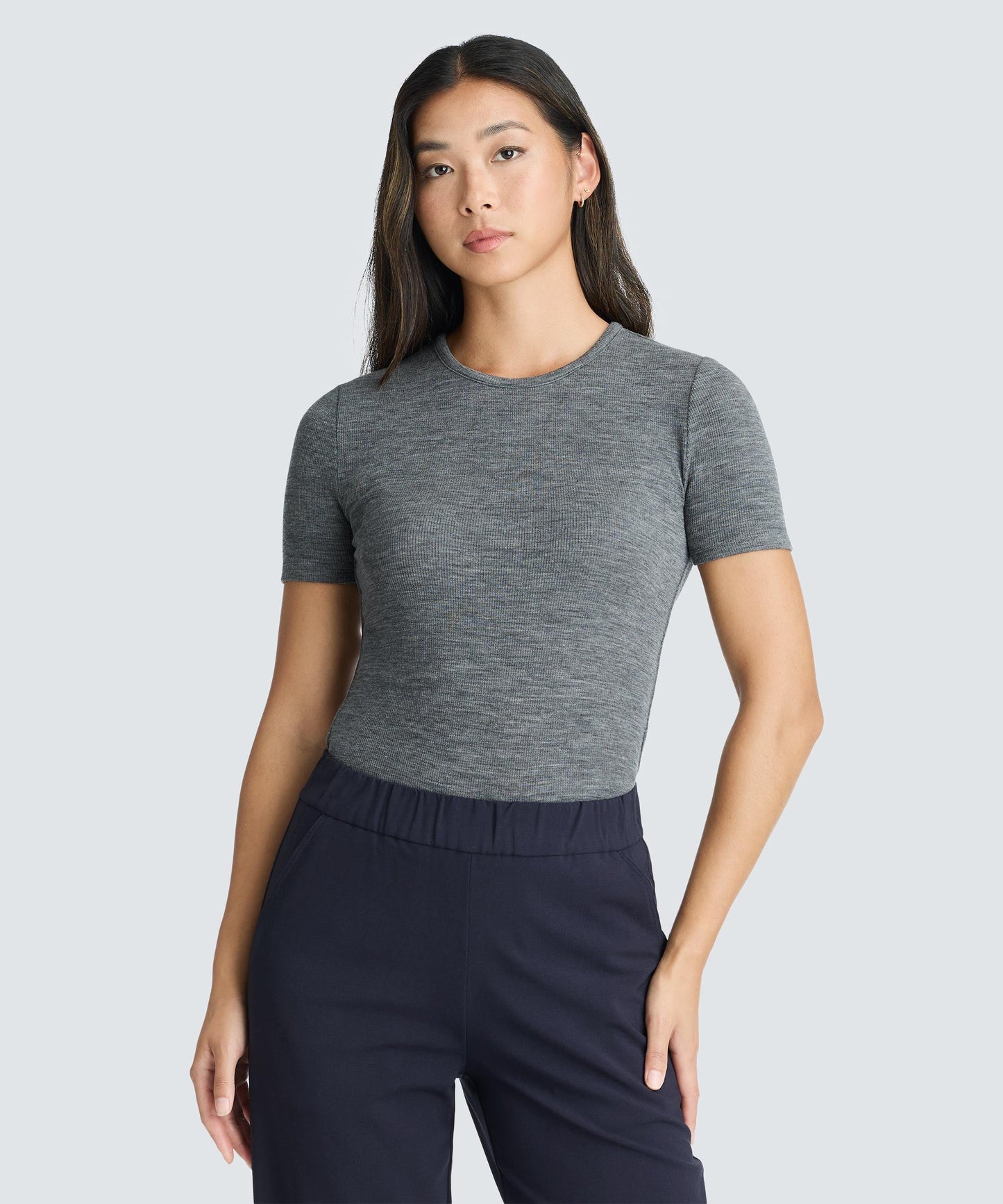 Women's Rib Fitted Crew Neck T-Shirt