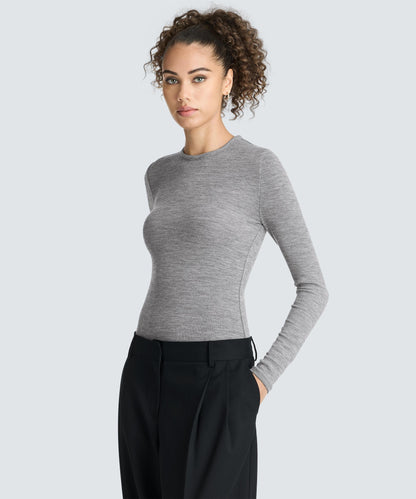 Women's Rib Fitted Long Sleeve Crew
