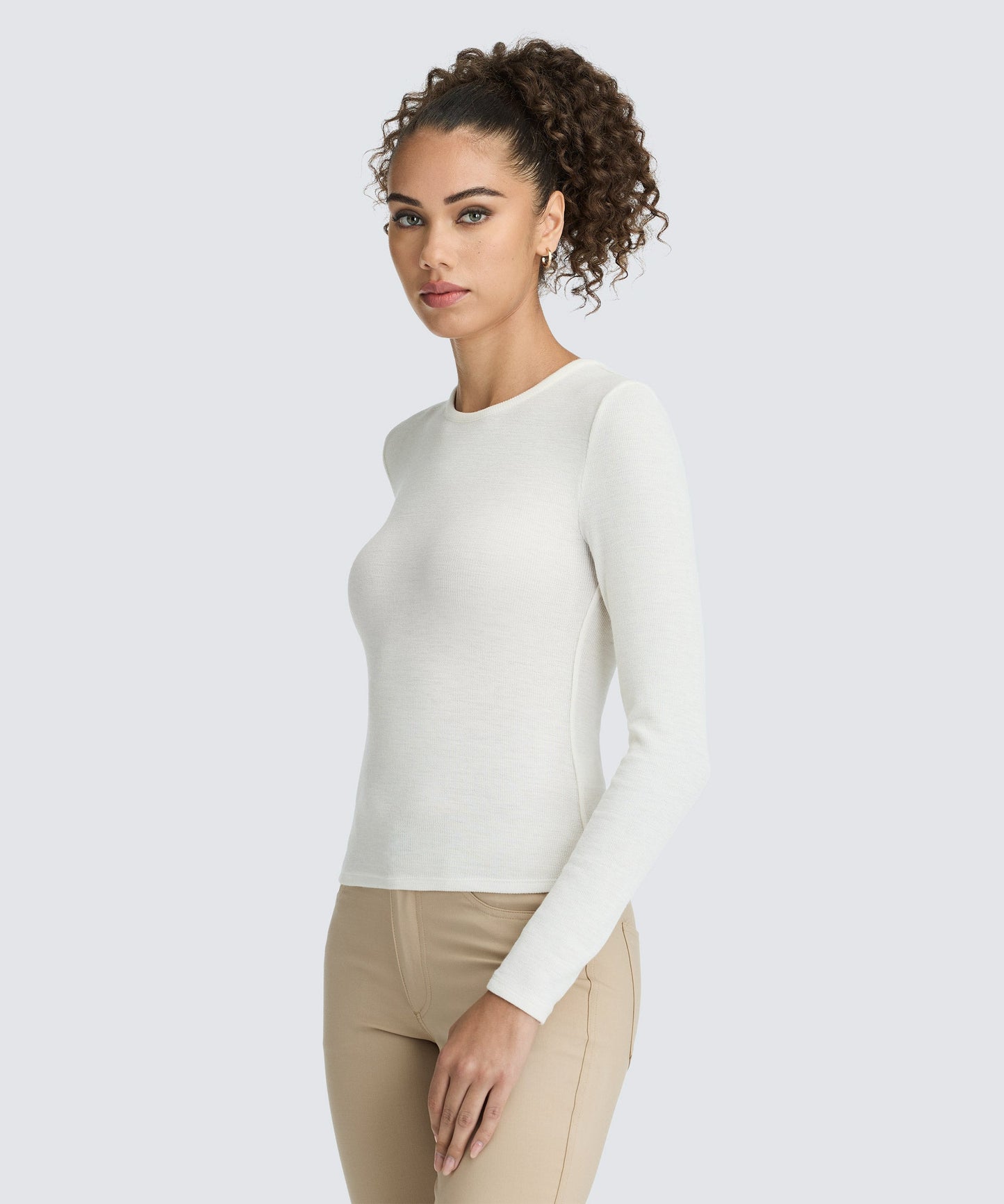 Women's Rib Fitted Long Sleeve Crew