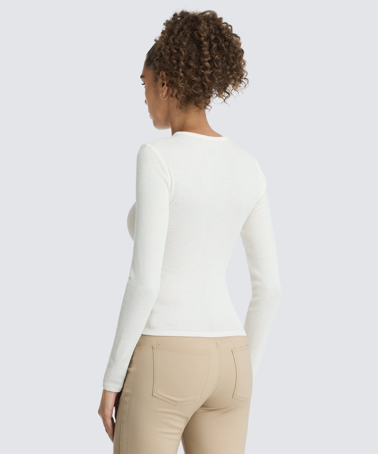 Women's Rib Fitted Long Sleeve Crew