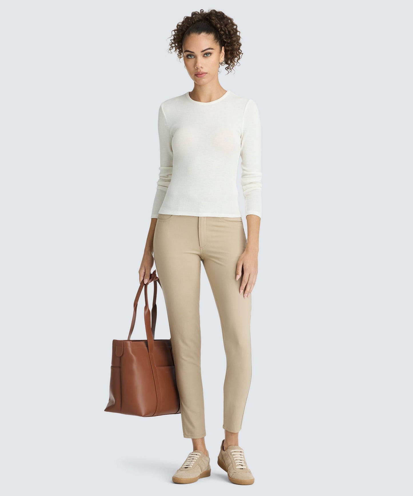 Women's Rib Fitted Long Sleeve Crew
