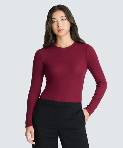 Women's Rib Fitted Long Sleeve Crew