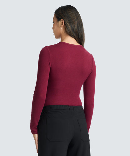 Women's Rib Fitted Long Sleeve Crew