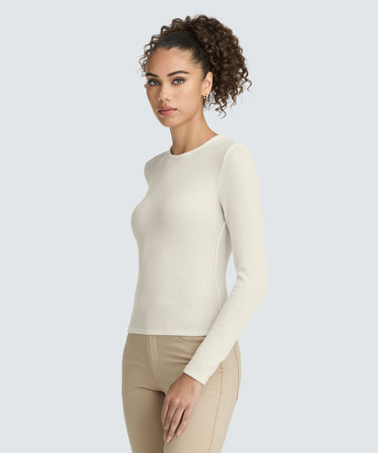 Women's Rib Fitted Long Sleeve Crew