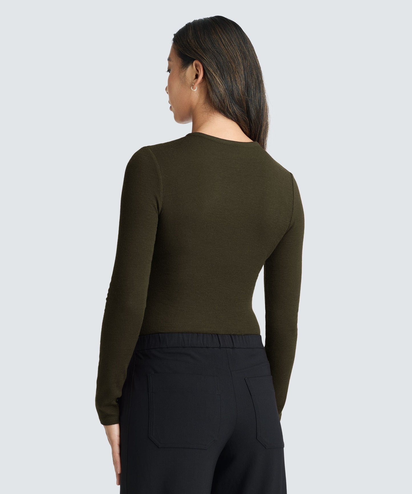 Women's Rib Fitted Long Sleeve Crew