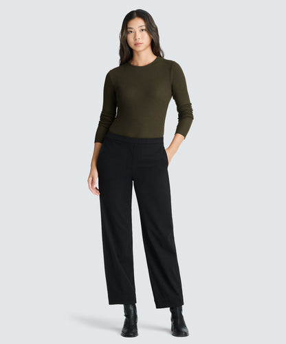 Women's Rib Fitted Long Sleeve Crew