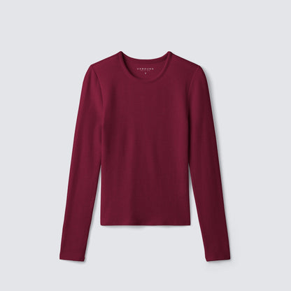 Women's Rib Fitted Long Sleeve Crew