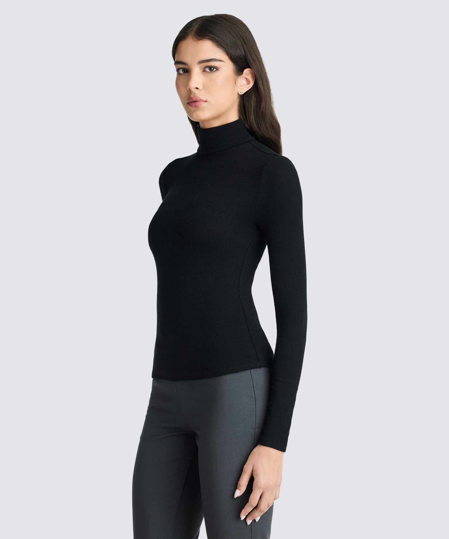 Women's Rib Turtle Neck Long Sleeve