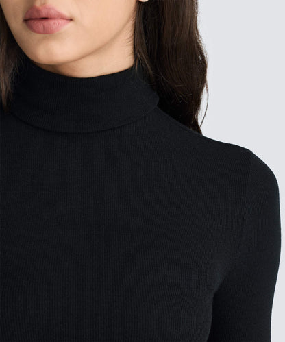 Women's Rib Turtle Neck Long Sleeve