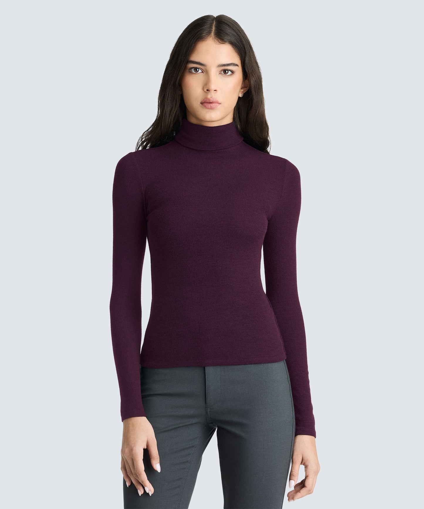 Women's Rib Turtle Neck Long Sleeve