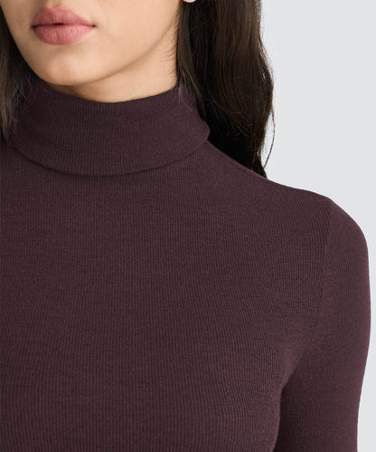 Women's Rib Turtle Neck Long Sleeve